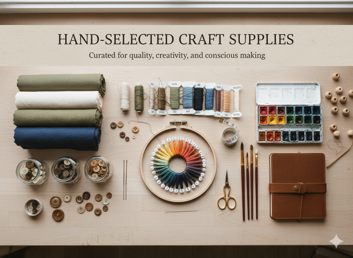 Hand-selected craft supplies arranged neatly
